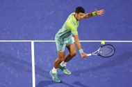 Novak Djokovic in action at the Dubai Tennis Championships